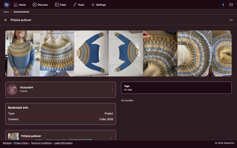 Pattern detail page showing Add to Bundle action and bundle selection
