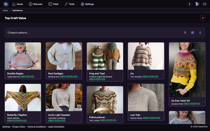 Top Craft Value list in the Discover tab showing patterns ranked by their grade