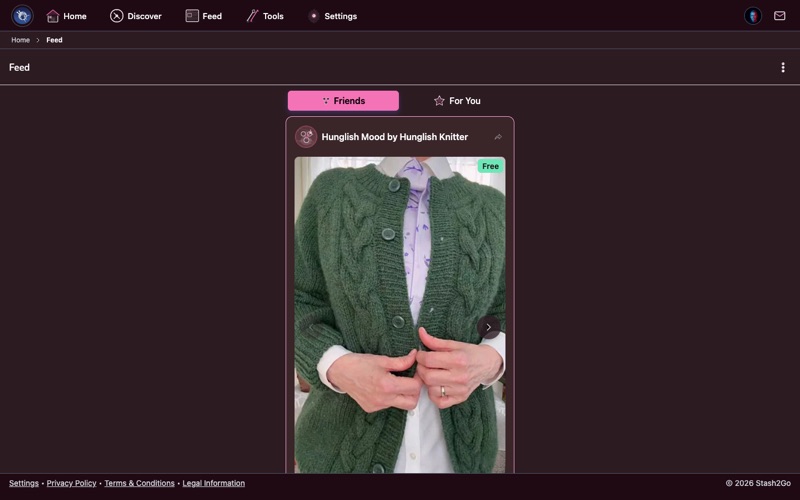 Stash2Go Friends feed showing recent activity from Ravelry friends