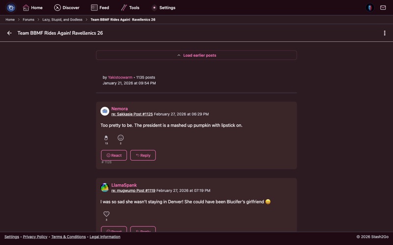 Forum topic with full conversation thread and reply button
