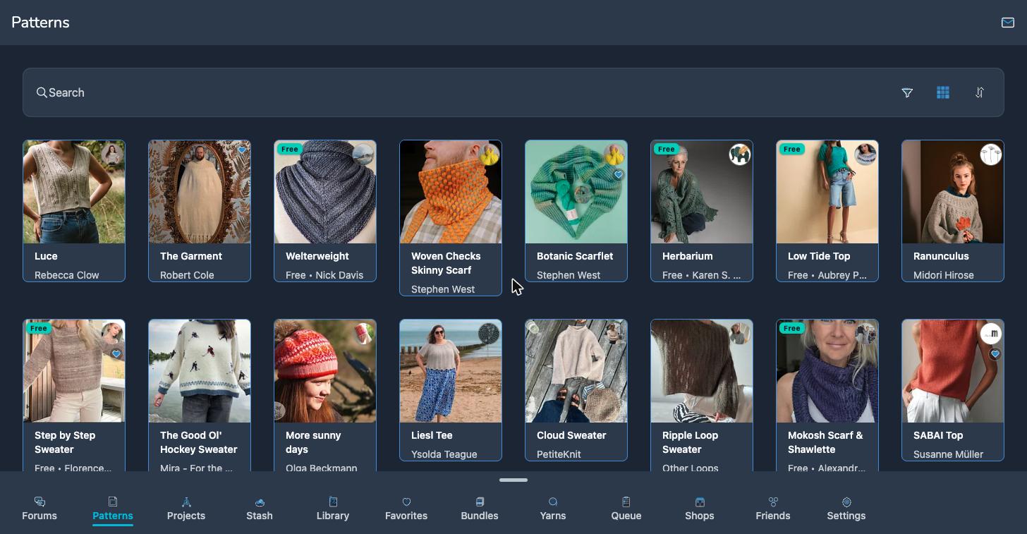 Legacy View: patterns filling the screen with the eleven areas and Settings along the bottom bar