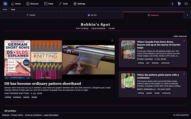 The Magazine segment inside the Feed tab showing the current issue