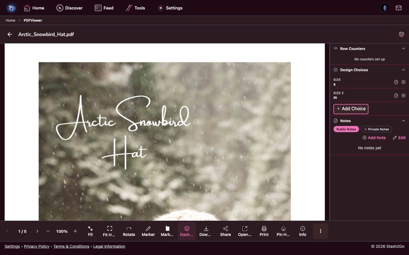Smart PDF Viewer showing a pattern with page navigation and zoom controls