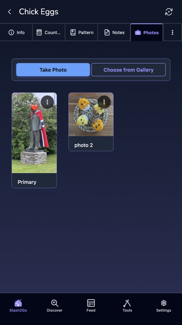 The same tab on a phone, with the primary photo marked