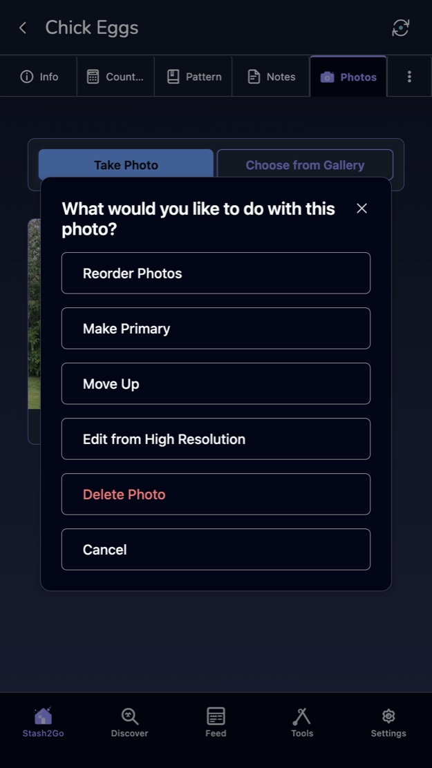 A photo menu with Make Primary among the options