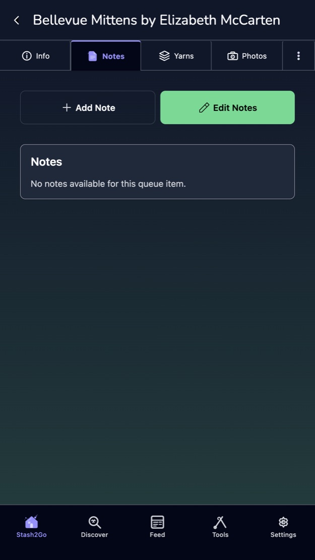 The Notes tab with Add Note and Edit Notes buttons