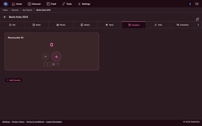 First counter created, showing a new counter card at zero