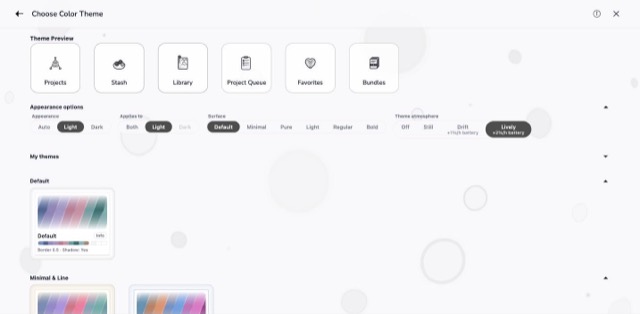 The Bokeh scene behind the colour theme screen, in the Monochrome theme
