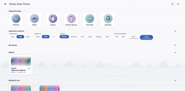 The Rain scene behind the colour theme screen, in the Soft Summer theme