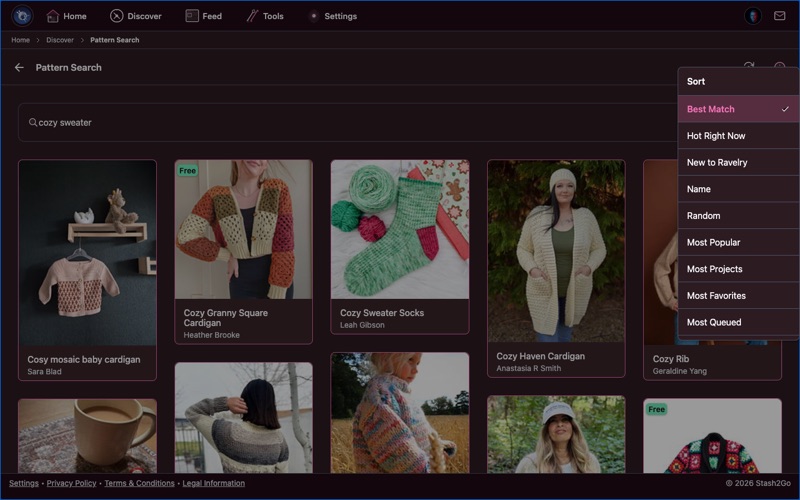 Sort menu showing options: Best Match, Most Popular, Most Favorites, Recently Added