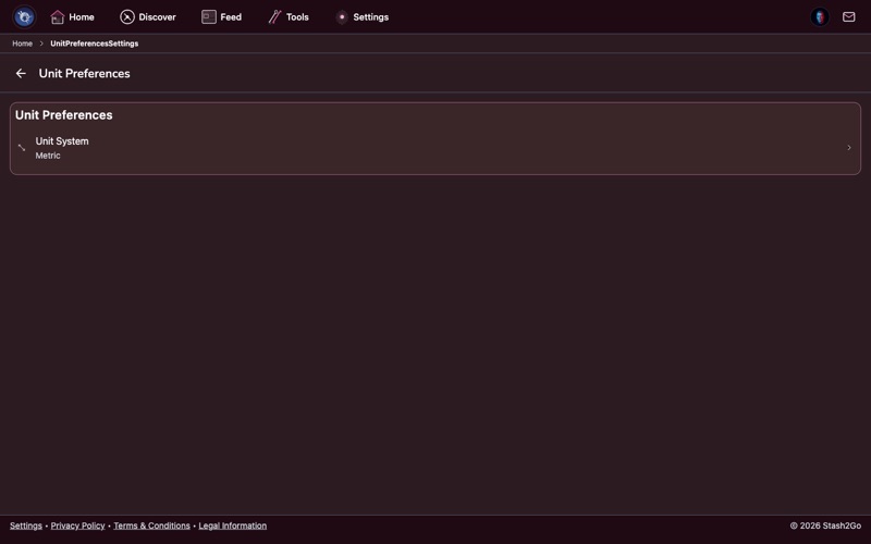 Unit Preferences setting to switch between Metric and Imperial measurements