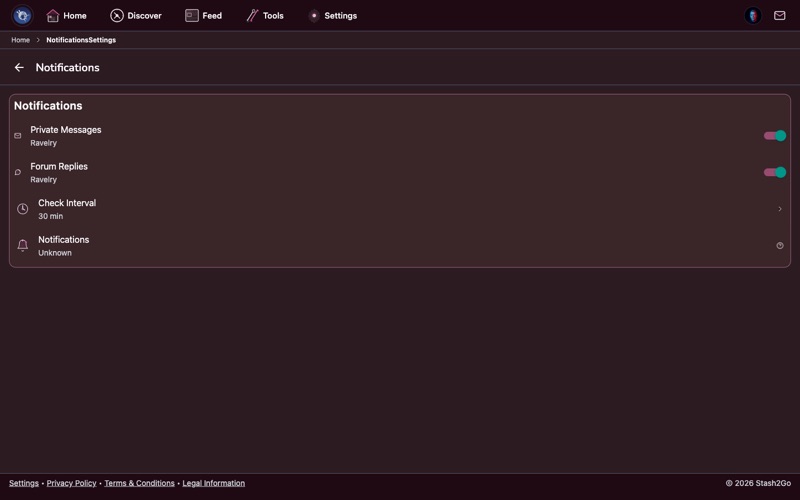 Notification settings for Ravelry messages and forum replies