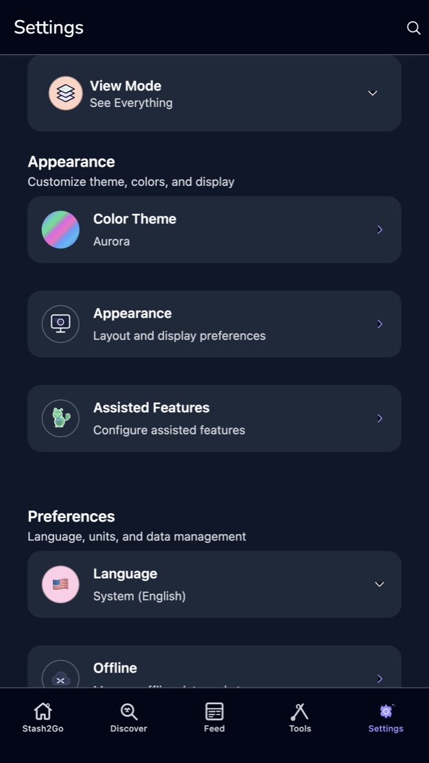 The settings screen with atmosphere off, on a plain background