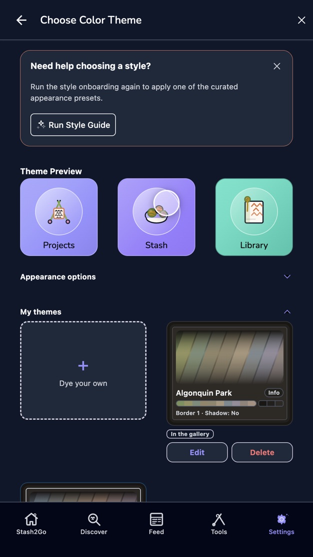 The need help choosing a style card offering to run the style guide