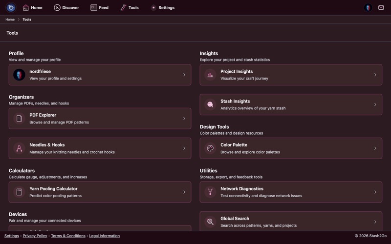 Stash2Go tools screen showing all available crafting utilities