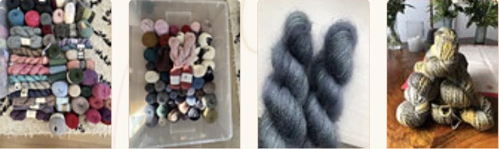 Skeins of hand-dyed yarn, as a yarn stash looks in Stash2Go