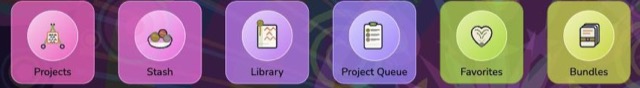 The six home tiles in the Psychedelic colour theme